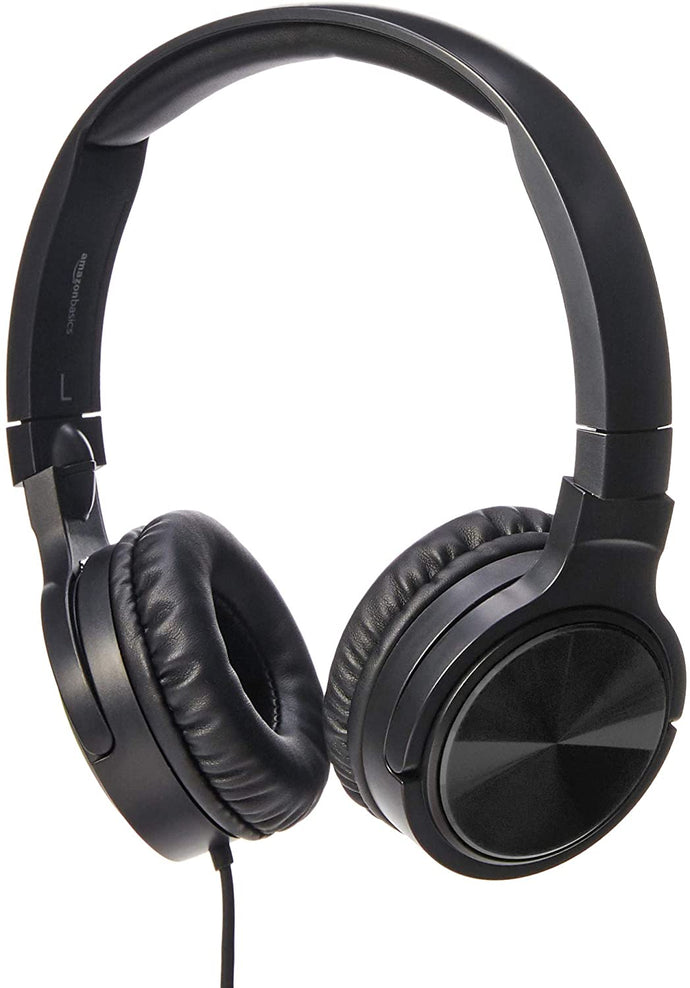 AmazonBasics Lightweight On-Ear Wired Headphones, Black