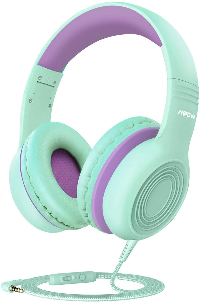 Mpow CH6S Kids Headphones with Microphone Over-Ear/On-Ear, Sound Sound Sharing Function for Children Boys& Girls headsets, 85dB/94dB Volume Limited for PC/Tablect/Cellphone/Pad with 3.5mm Audio Jack(Green)