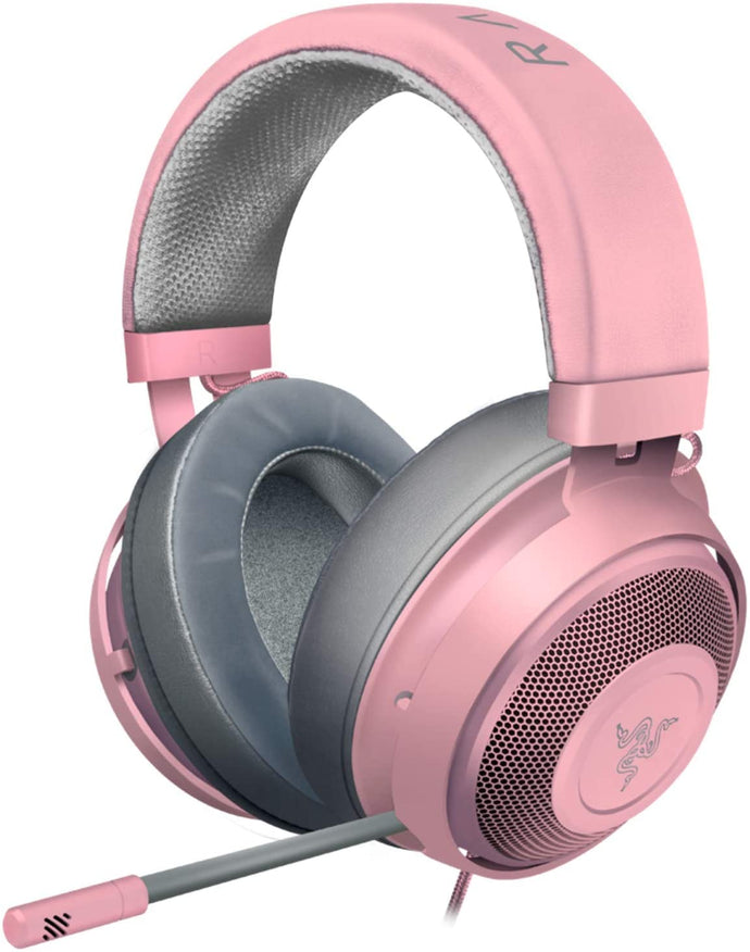 Razer Kraken Gaming Headset: Lightweight Aluminum Frame - Retractable Cardioid Mic - For PC, PS4, Nintendo Switch - 3.5 mm Headphone Jack - Quartz Pink