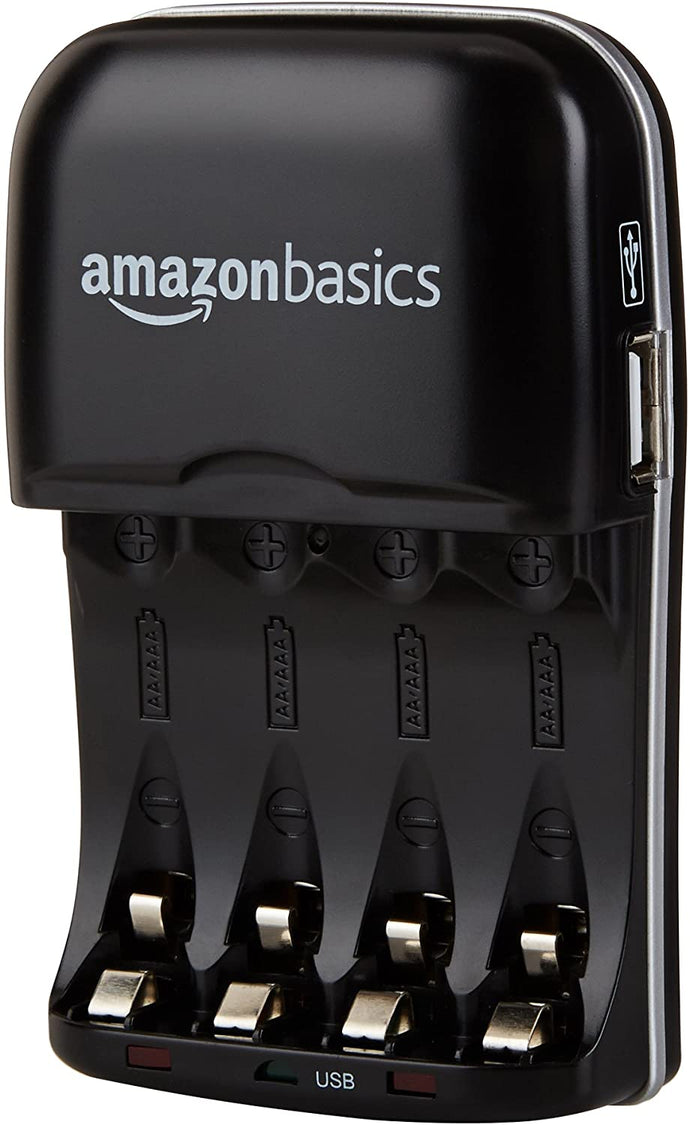AmazonBasics Ni-MH AA & AAA Battery Charger With USB Port for Rechargeable Batteries