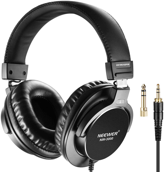 Neewer Studio Monitor Headphones, Rotatable Headsets with 45mm Loudhailer Driver, 6.35mm Plug Adapter for PC, Cell Phones, TV