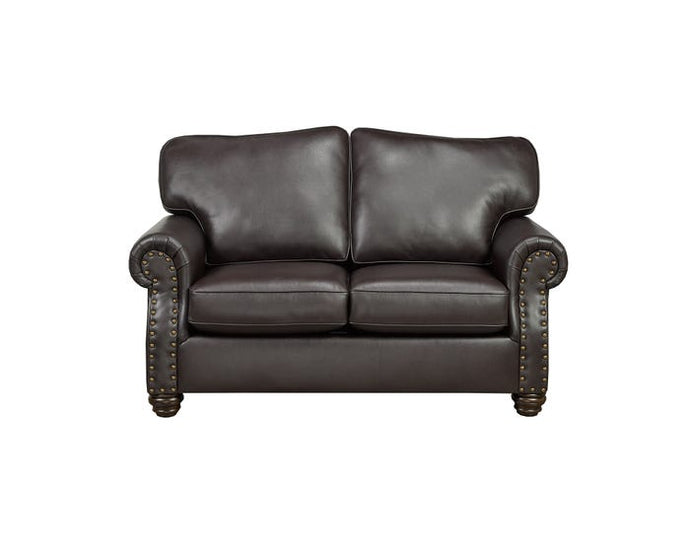 SBF Upholstery Heritage Leather-Air Love seat in Brown Free Delivery