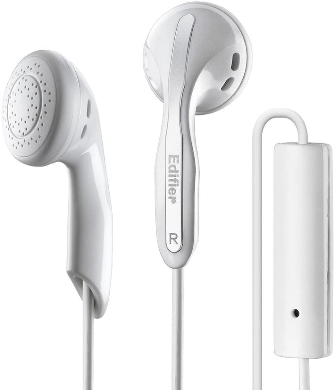 Edifier P180 Headphones with Mic and Inline Control - Stereo Earbud Earphone Earpod Headphone with Microphone and Remote for iOS and Android Smart Phones - White