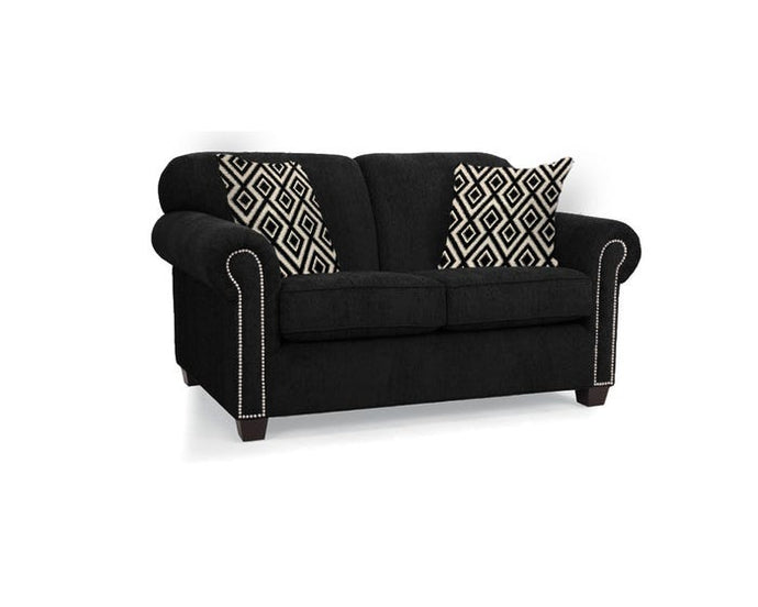 Décor-Rest Barbara Collection Fabric Loveseat in Giogio Charcoal/Vancliff Oreo Free Delivery