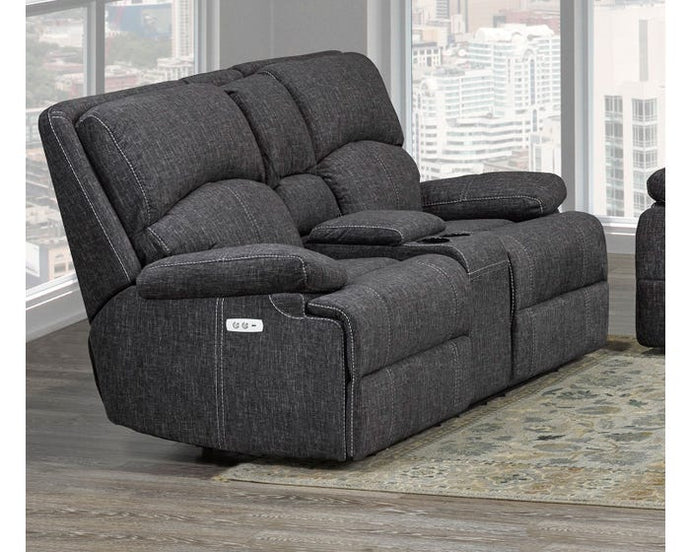 Brassex Houston Collection Fabric Reclining Loveseat in Grey Free Delivery