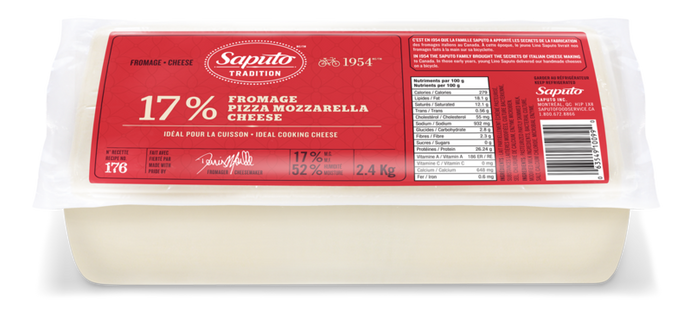 SAPUTO  CHEESE MOZZ/PIZZ 17% BLK 3D PACK OF 10X2.4 KG