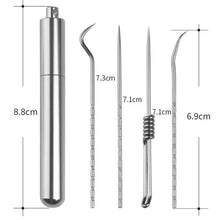 1 Set Toothpick Set Metal Stainless Steel Oral Cleaning Tooth Flossing Portable Toothpick Floss Teeth Cleaner with Storage Tube