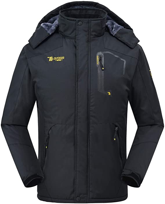 TBMPOY Men's Mountain Hiking Ski Snowboard Jacket Waterproof Windproof Fleece Lined Winter Coat