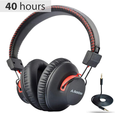 Avantree 40 hr Wireless/Wired Over Ear Headphones (Black,Red)