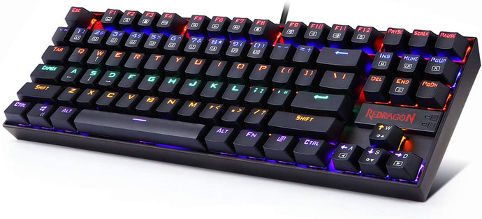 Redragon Mechanical Gaming Keyboard, RGB Led Rainbow Backlit, Wired Keyboard with Red Switches for Windows Gaming PC (87 Keys, Black)