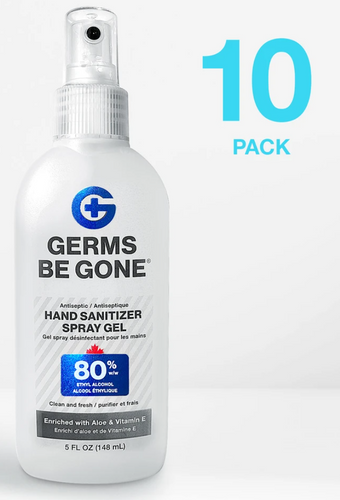 10 spray bottles - 80% Germs Be Gone - 148mL (5oz)