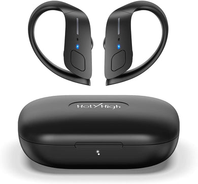 HolyHigh Sports Wireless Earbuds Bluetooth 5.0 Headphones with Earhooks 30H Play Time with Charging Case in Ear Stereo Sound Earphones with Mic for Running Workout Gym for iPhone Android