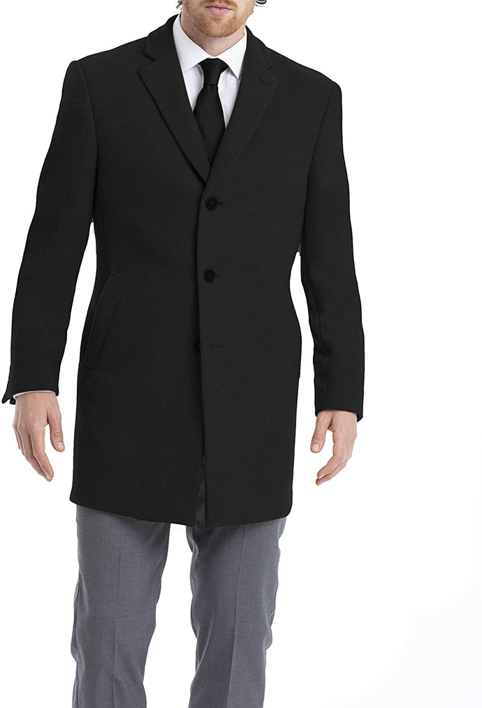 Calvin Klein mens Prosper Solid Single Breasted Wool Blended Overcoat Extreme Fit