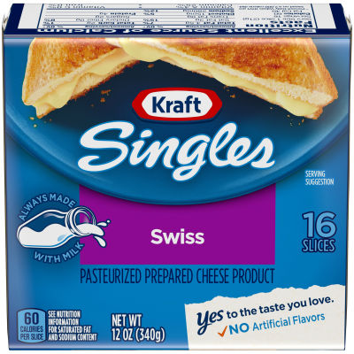 KRAFT CHEESE SWISS SLICES 15 GM PACK OF 12X500 GRAMS