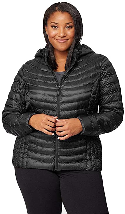 32° DEGREES Womens Ultra-Light Down Packable Jacket, Black, Size Small