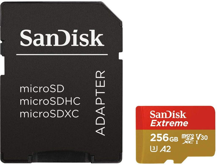 Sandisk SDSQXA1-256G-GN6MA Extreme 256GB microSD UHS-I Card with Adapter - 160MB/s U3 A2