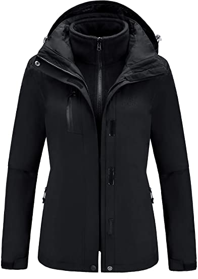 Outdoor Jacket Women Winter Ski Jacket Windbreaker 3 in 1 Waterproof Hooded Rain Coat for Traveling Climbing Hiking 2.0 - DeliverMyCart.com