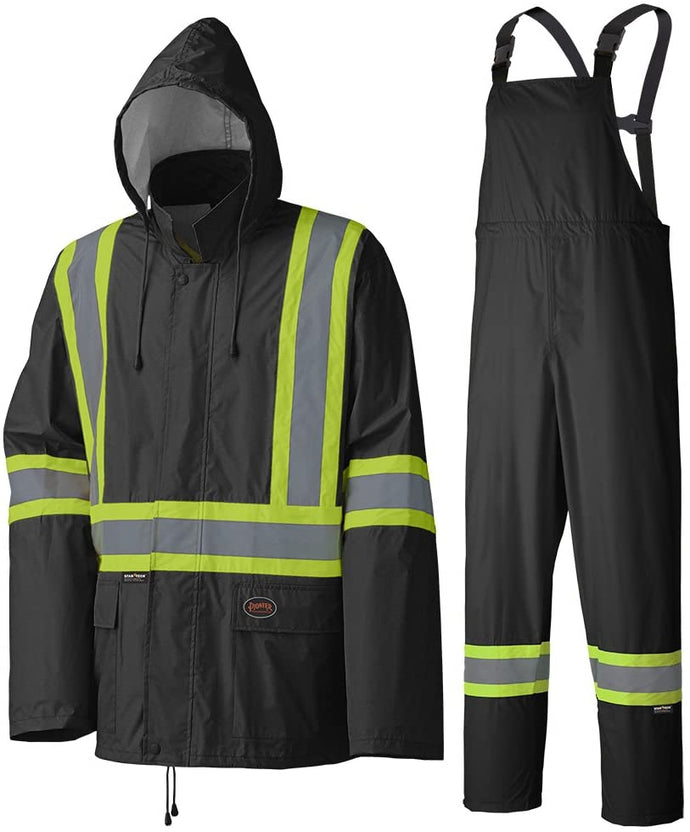 Pioneer V1080170-L Waterproof Lightweight Jacket and Pants Combo, Rainsuit, Black, L