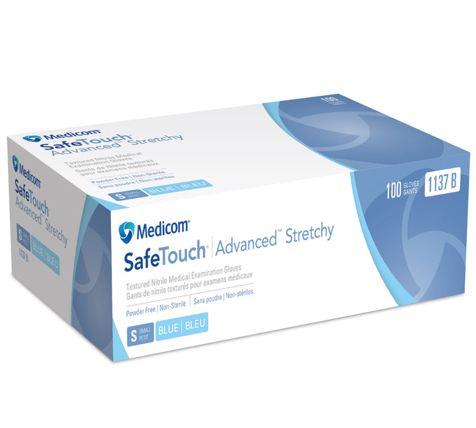 MEDICOM ADVANCED STRETCHY NITRILE BLUE PACK OF 100