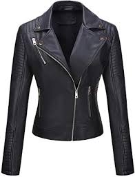 Giolshon Women's Faux Leather Short/Long Jacket，Moto Casual Coat