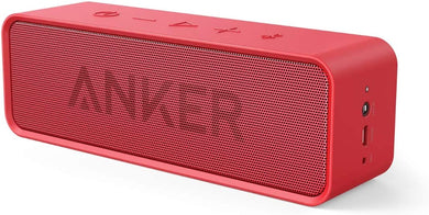 Anker SoundCore Bluetooth Speaker with 24-Hour Playtime, 66-Foot Bluetooth Range & Built-in Mic, Dual-Driver Portable Wireless Speaker with Low Harmonic Distortion and Superior Sound - Red