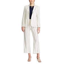 CHAPS Womens Striped Soft Linen Blend Refined Wear Blazer Casual Blazer - DeliverMyCart.com
