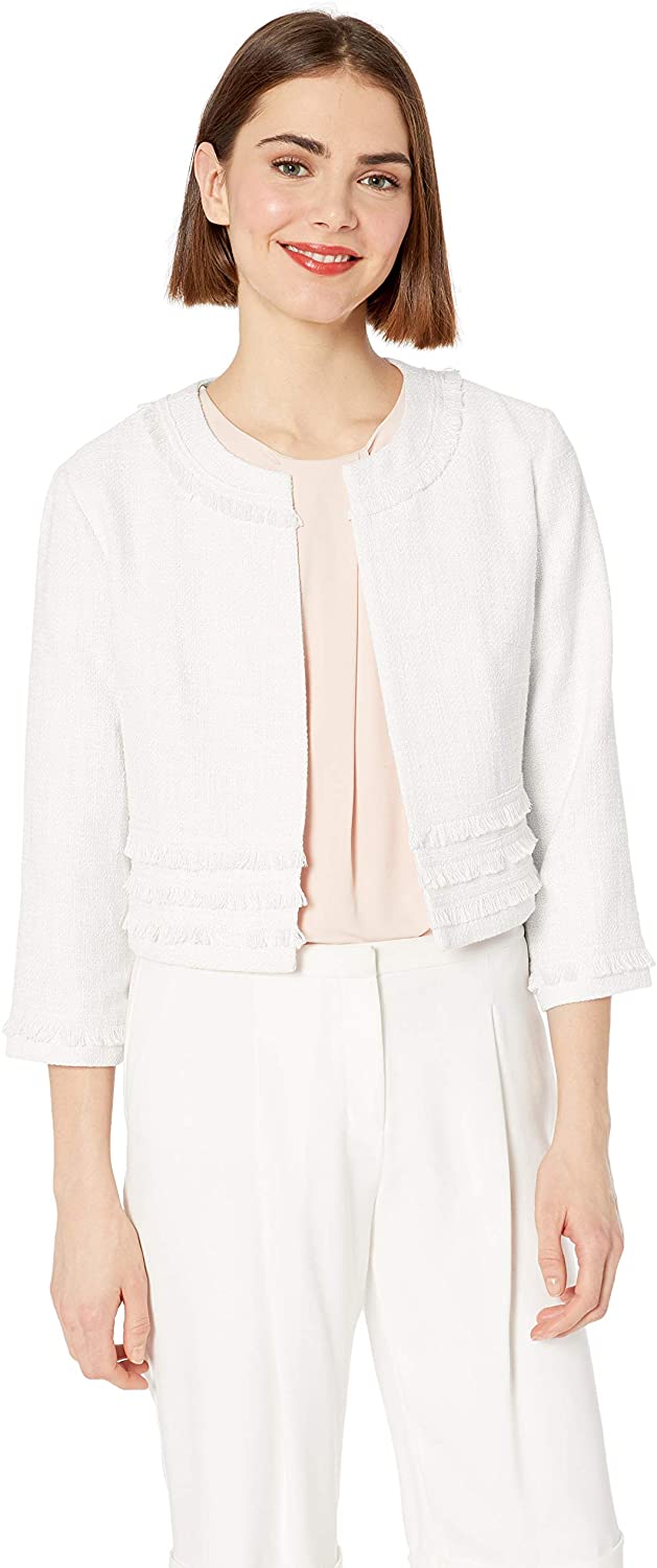 Karl Lagerfeld Paris Womens Tweed Open Front Jacket Sport Jacket