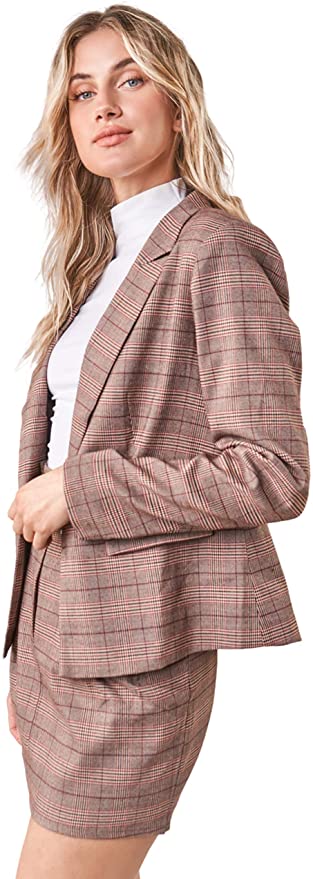 Sugarlips Womens FAE Plaid Peak Lapel Blazer Jacket - DeliverMyCart.com