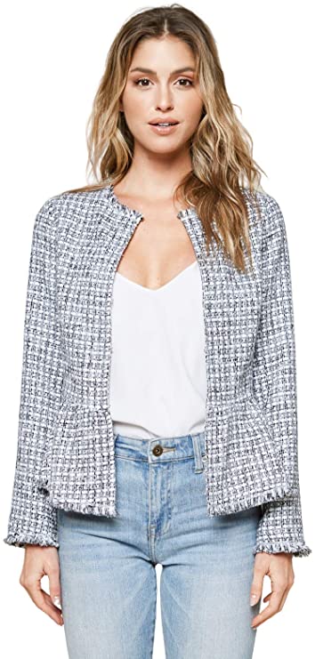 Sugarlips Women's Tweed Peplum Jacket, Grey Multi, Large