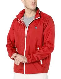 Original Penguin Men's Windbreaker Jacket, Lipstick Red Sticker Pete, M - DeliverMyCart.com
