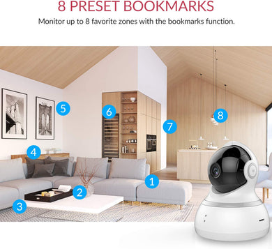 YI Dome Security Camera 1080p, PTZ 2.4G Wifi Surveillance System w/ Free Live Streaming, Motion Detection Alert, Auto Cruise, Remote View APP for iOS / Android-Local Storage & Optional Cloud Service(White)