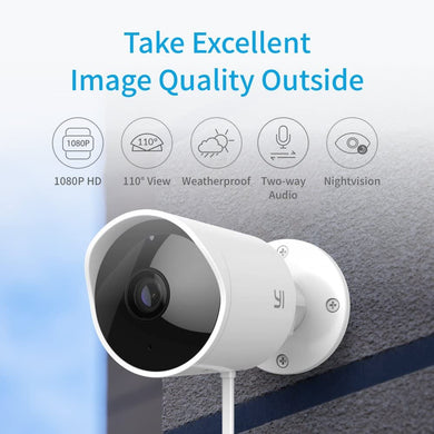 YI Outdoor Security Camera Waterproof, 1080p 2.4GHz Wifi Surveillance System with Activity Alert, Deterrent Alarm with Alexa