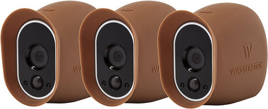 3 x Silicone Skins Compatible with Arlo HD - 100% Wire-Free Cameras - by Wasserstein (Brown)