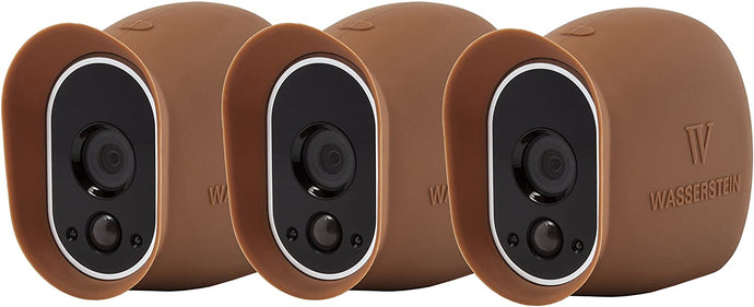 3 x Silicone Skins Compatible with Arlo HD - 100% Wire-Free Cameras - by Wasserstein (Brown)