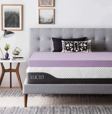 LUCID 2 Inch Lavender Infused Memory Foam Mattress Topper - Ventilated Design - Twin XL Size