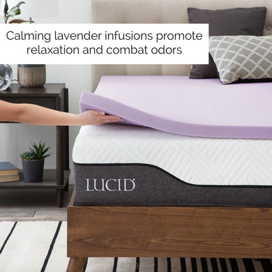 LUCID 2 Inch Lavender Infused Memory Foam Mattress Topper - Ventilated Design - Full Size