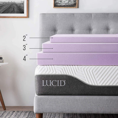 LUCID 4 Inch Lavender Infused Memory Foam Mattress Topper - Ventilated Design - Full Size