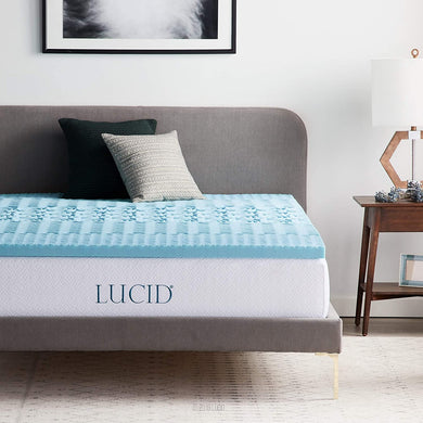 LUCID 2 Inch 5 Zone Gel Memory Foam Mattress Topper - Full XL