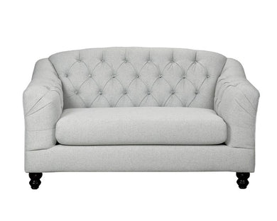 SBF Upholstery Malvern Collection Fabric Love Seat Tufted Back with Crystals in Light Grey finish Free Delivery