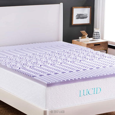 LUCID 2 Inch 5 Zone Lavender Memory Foam Mattress Topper - Full XL