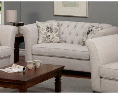SBF Upholstery Rosa Collection Fabric Love Seat in Gleam Cream finish Free Delivery