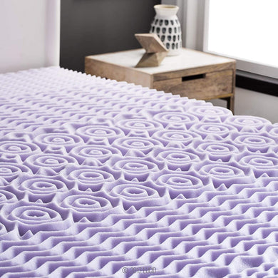 LUCID 2 Inch 5 Zone Lavender Memory Foam Mattress Topper - Twin XL