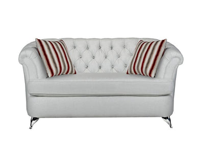 SBF Upholstery Cadenza Collection Fabric Love Seat Tufted Back with Crystals in Gleam Cream finish Free Delivery