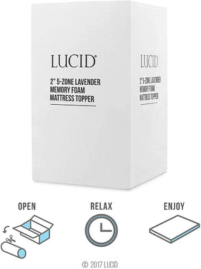 LUCID 2 Inch 5 Zone Lavender Memory Foam Mattress Topper - Cal King