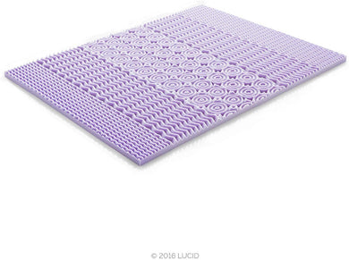 LUCID 2 Inch 5 Zone Lavender Memory Foam Mattress Topper - Full