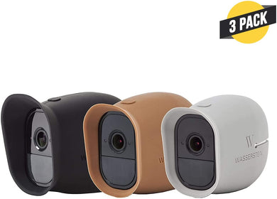 3 x Silicone Skins for Arlo Pro Smart Security - 100% Wire-Free Cameras by Wasserstein (3 Pack, Black/Brown/Grey)