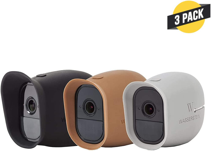 3 x Silicone Skins for Arlo Pro Smart Security - 100% Wire-Free Cameras by Wasserstein (3 Pack, Black/Brown/Grey)