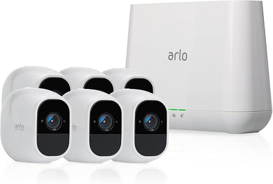 Arlo Pro 2 Home Security Camera System (6 Pack) with Siren, Wireless, Rechargeable, 1080p HD, Audio, Indoor or Outdoor, Night Vision, Works with Amazon Alexa (VMS4630P), White, VMS4630P-100NAS, 6 Camera System