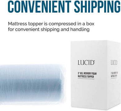 LUCID 3-inch Gel Memory Foam Mattress Topper - King