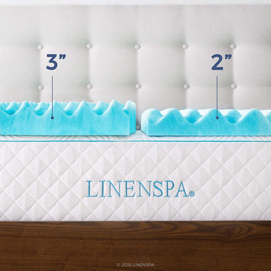 Linenspa 3 Inch Convoluted Gel Swirl Memory Foam Mattress Topper - Promotes Airflow - Relieves Pressure Points - King